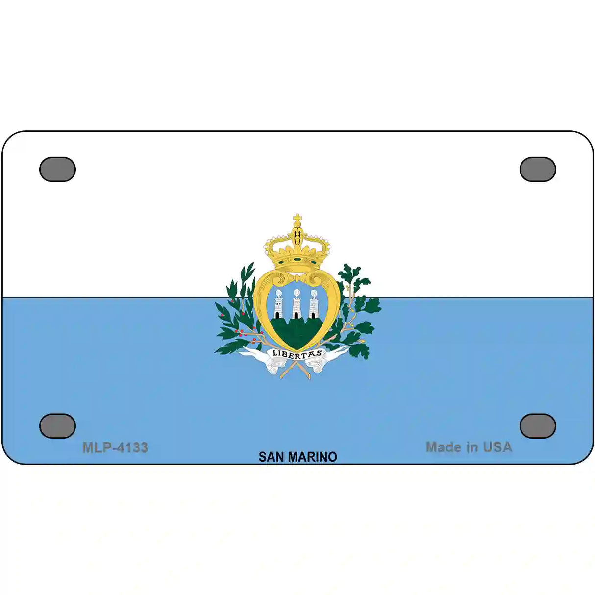 San Marino Flag Metal Novelty License Plate 4" x 2.2" (MLP)