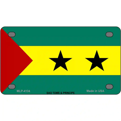 Sao Tome And Principe Flag Metal Novelty License Plate 4" x 2.2" (MLP)