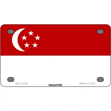 Singapore Flag Metal Novelty License Plate 4" x 2.2" (MLP)