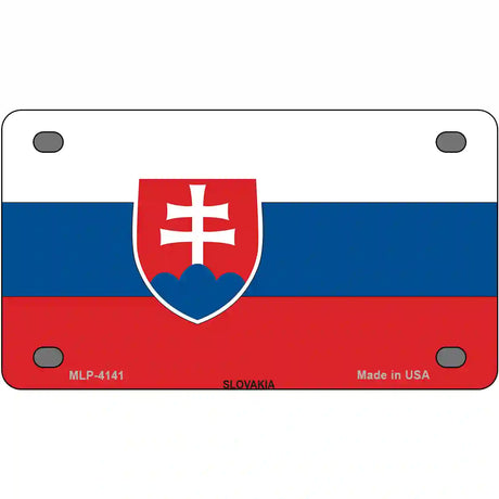 Slovakia Flag Metal Novelty License Plate 4" x 2.2" (MLP)