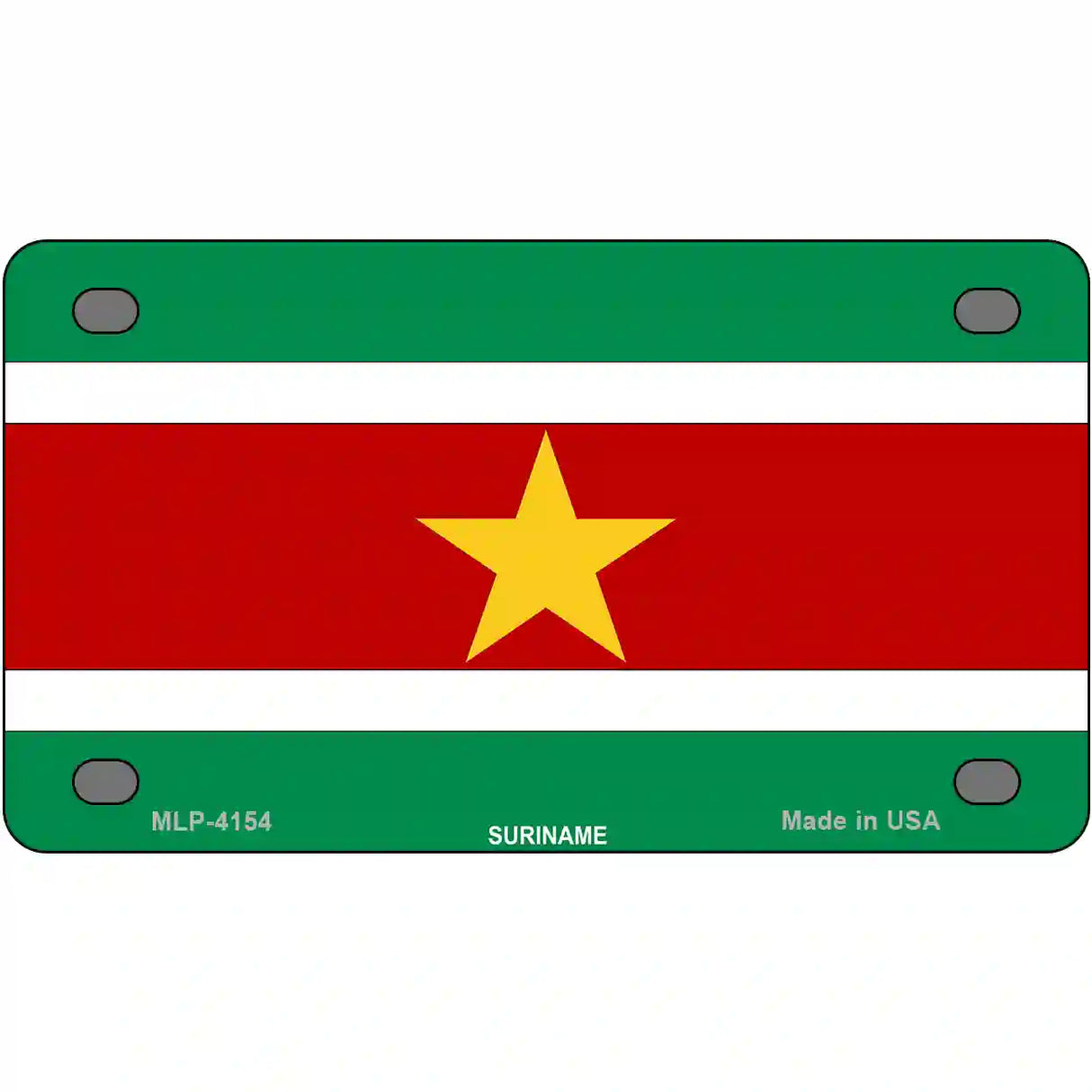 Suriname Flag Metal Novelty License Plate 4" x 2.2" (MLP)