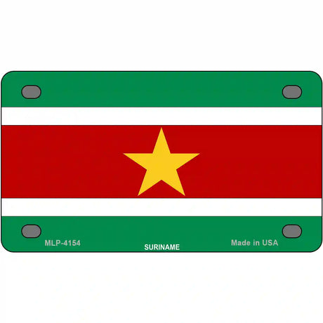 Suriname Flag Metal Novelty License Plate 4" x 2.2" (MLP)