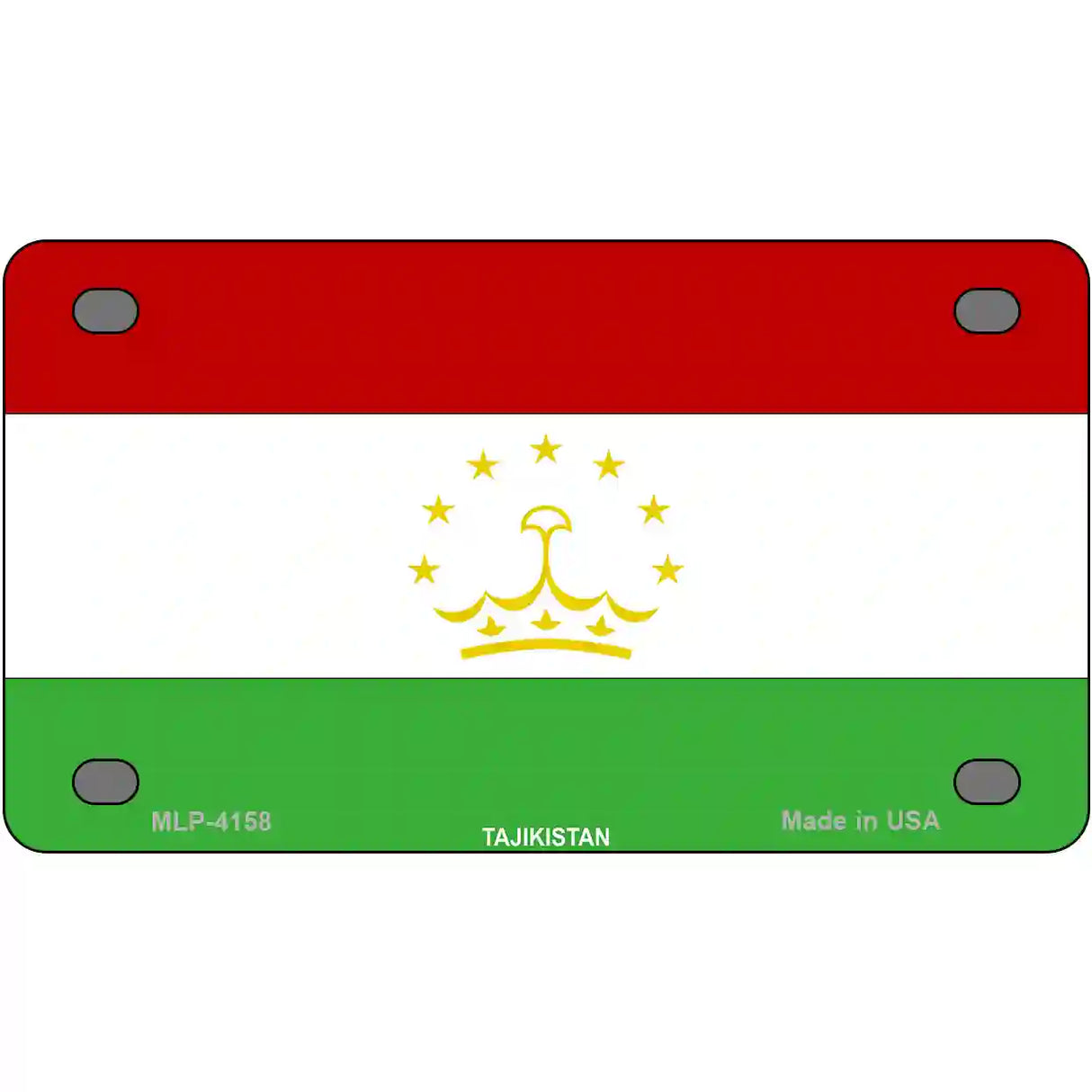 Tajikistan Flag Metal Novelty License Plate 4" x 2.2" (MLP)