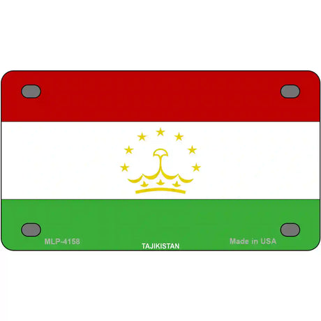 Tajikistan Flag Metal Novelty License Plate 4" x 2.2" (MLP)