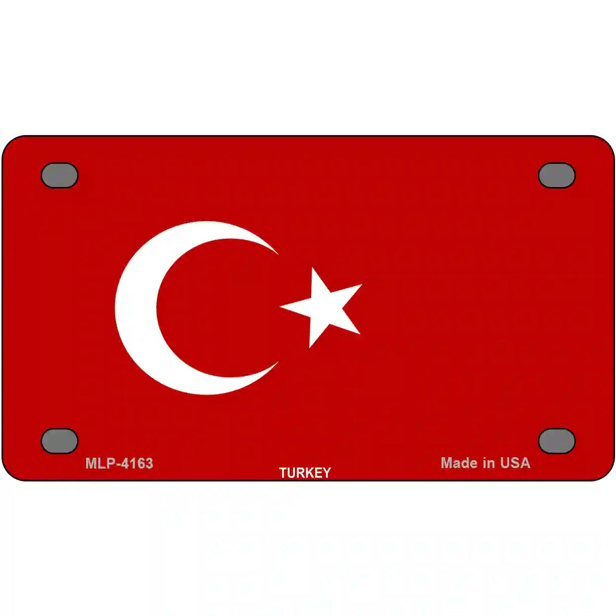 Turkey Flag Metal Novelty License Plate 4" x 2.2" (MLP)