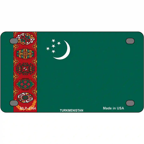 Turkmenistan Flag Metal Novelty License Plate 4" x 2.2" (MLP)