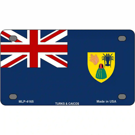 Turks And Caicos Flag Metal Novelty License Plate 4" x 2.2" (MLP)