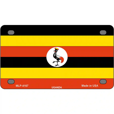 Uganda Flag Metal Novelty License Plate 4" x 2.2" (MLP)