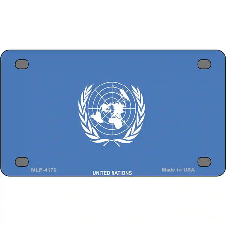 United Nations Flag Metal Novelty License Plate 4" x 2.2" (MLP)