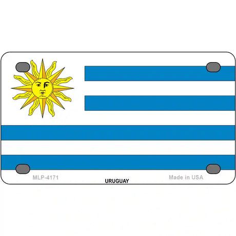 Uruguay Flag Metal Novelty License Plate 4" x 2.2" (MLP)