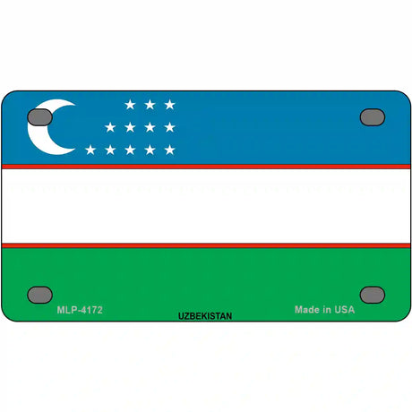 Uzbe Kistan Flag Metal Novelty License Plate 4" x 2.2" (MLP)