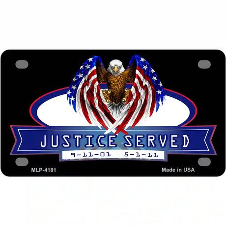 America Justice Served Metal Novelty License Plate 4" x 2.2" (MLP)