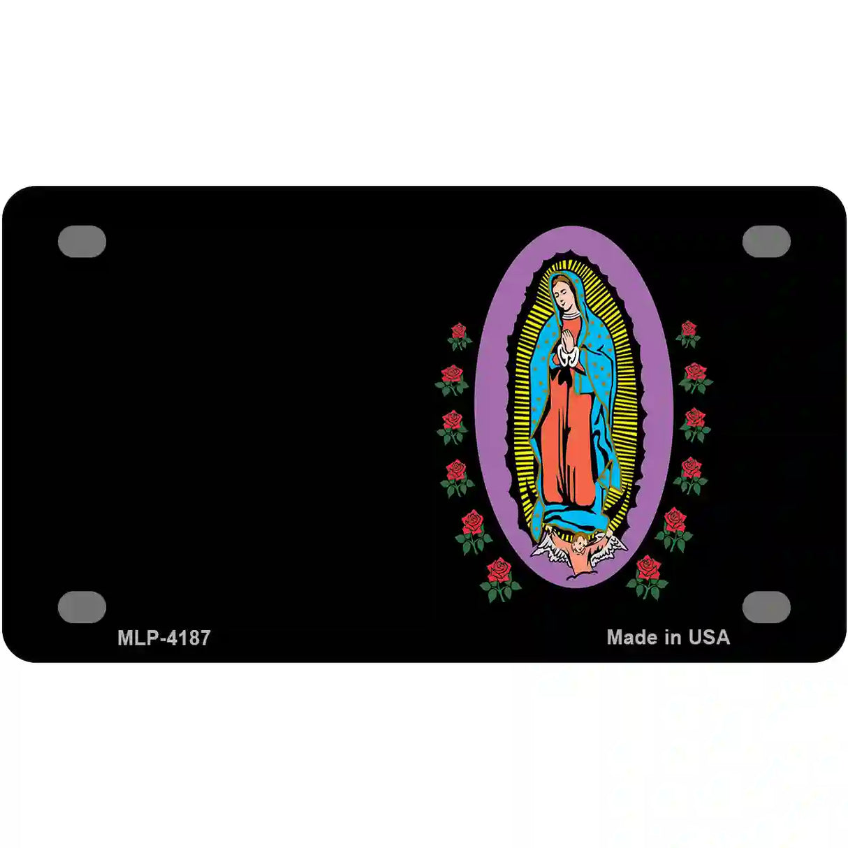 Virgin Mary Black Metal Novelty License Plate 4" x 2.2" (MLP)