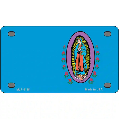 Virgin Mary Blue Metal Novelty License Plate 4" x 2.2" (MLP)