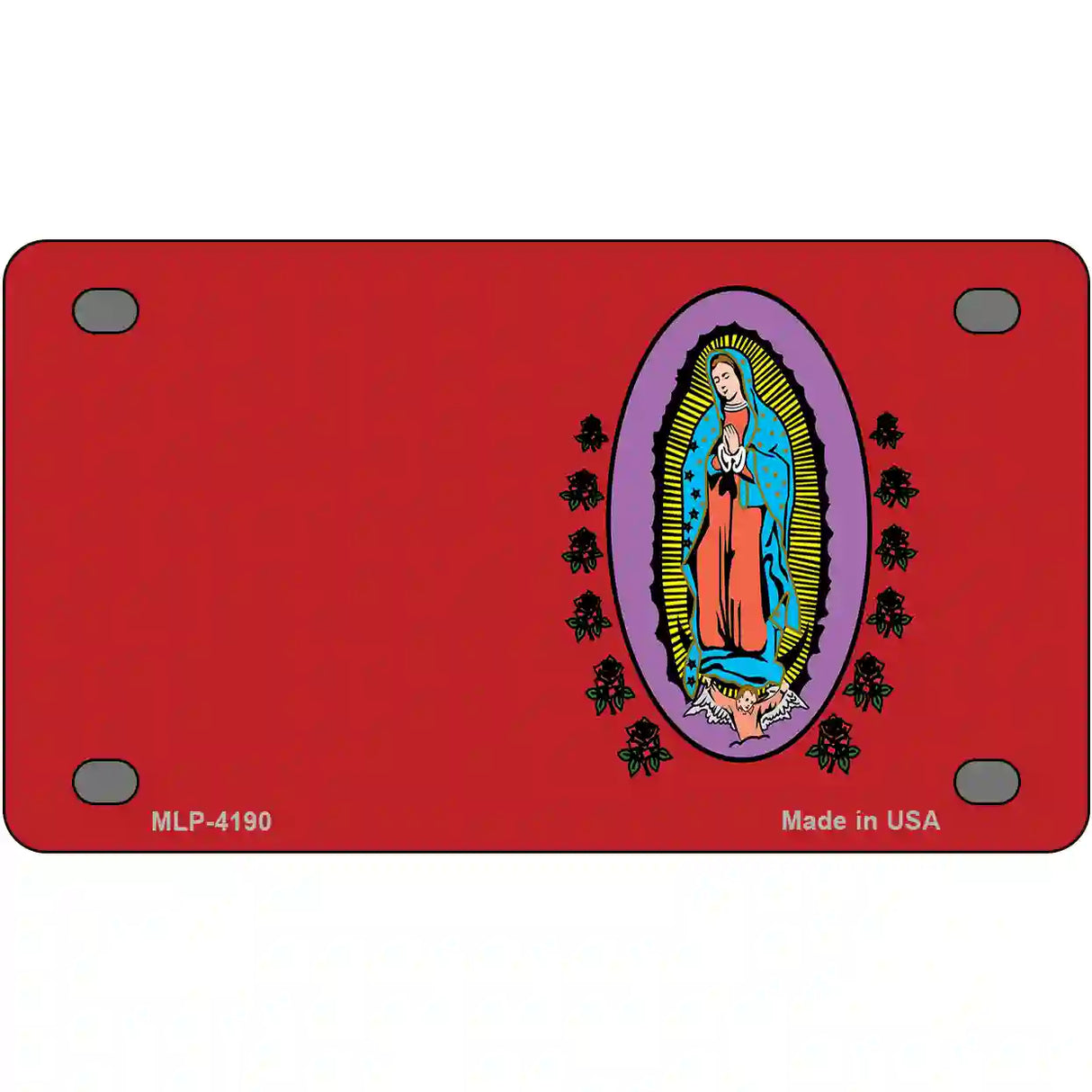 Virgin Mary Red Metal Novelty License Plate 4" x 2.2" (MLP)