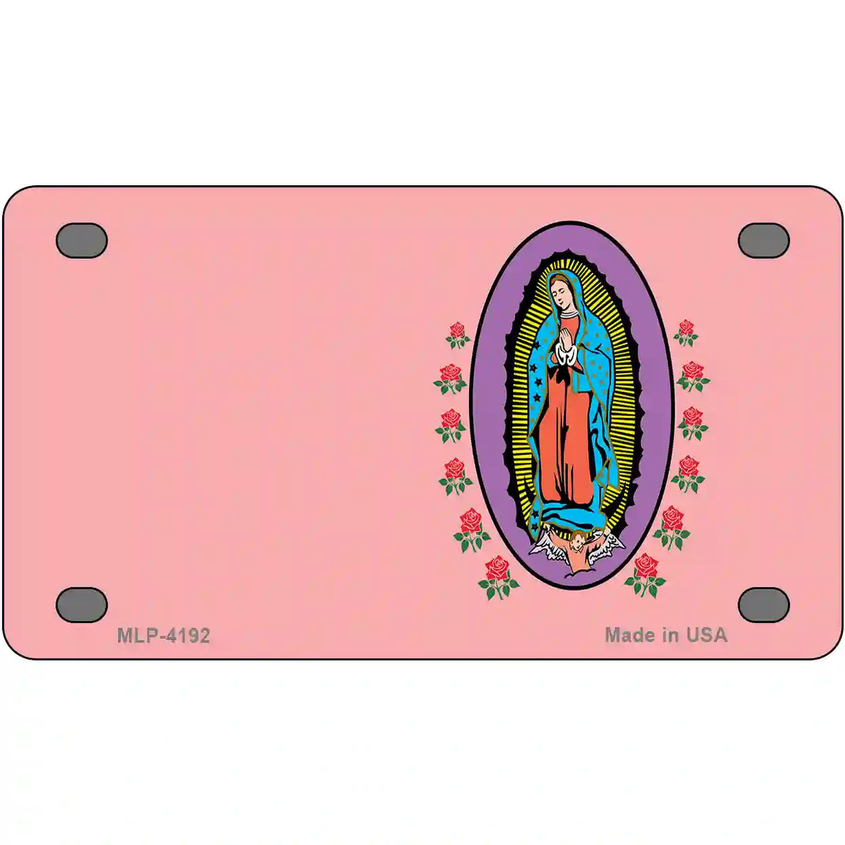 Virgin Mary Pink Metal Novelty License Plate 4" x 2.2" (MLP)