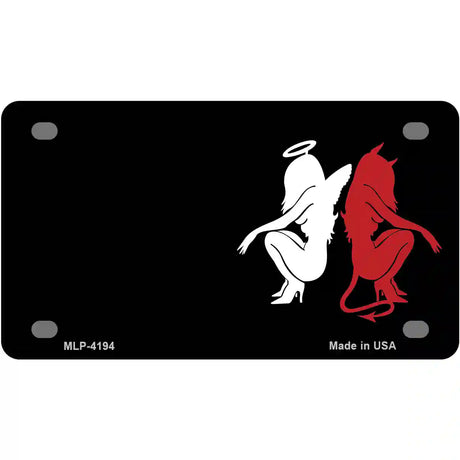 Angel Devil Offset Metal Novelty License Plate 4" x 2.2" (MLP)