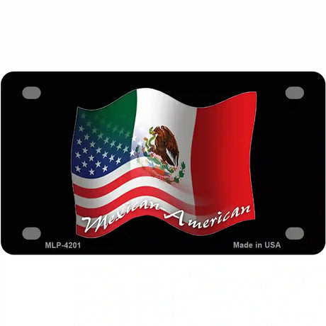 Mexican American Flag Metal Novelty License Plate 4" x 2.2" (MLP)