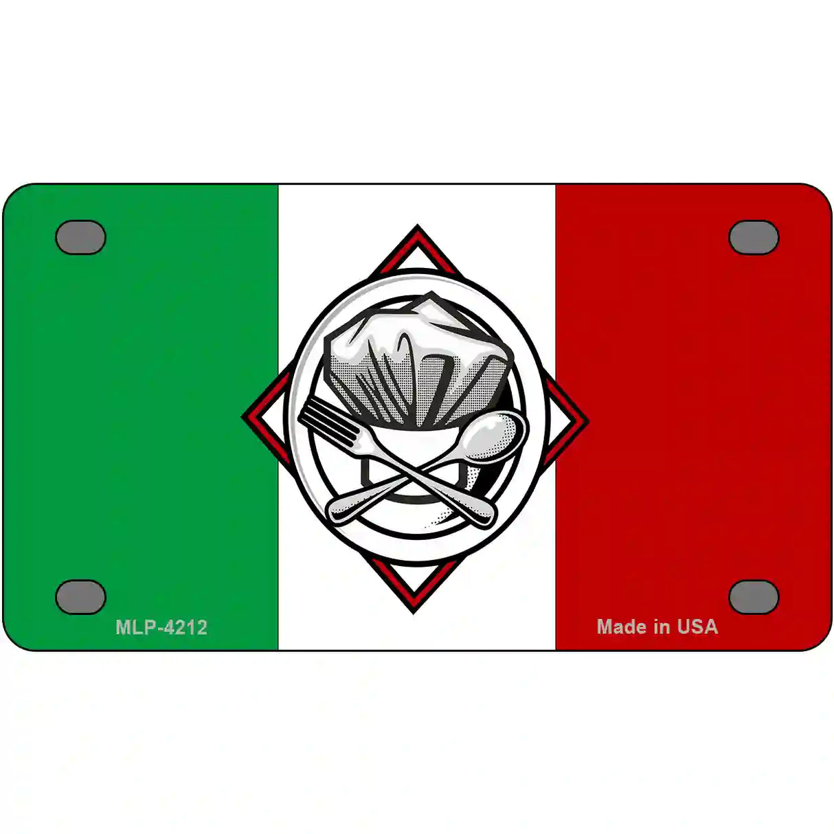 Italy Flag Culinary Logo Metal Novelty License Plate 4" x 2.2" (MLP)