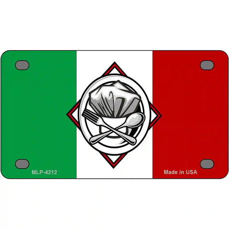 Italy Flag Culinary Logo Metal Novelty License Plate 4" x 2.2" (MLP)