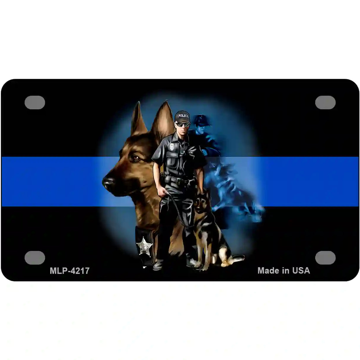 Thin Blue Line Police K-9 Metal Novelty License Plate 4" x 2.2" (MLP)