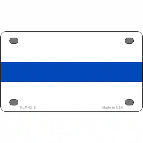 Thin Blue Line White Metal Novelty License Plate 4" x 2.2" (MLP)