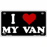 I Love My Van Black Metal Novelty License Plate 4" x 2.2" (MLP)