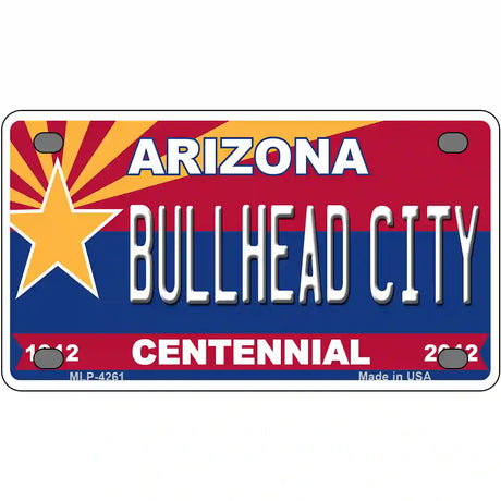 Arizona Centennial Bullhead City Novelty Metal License Plate 4" x 2.2" (MLP)