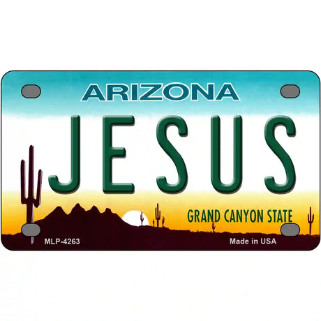 Jesus Arizona Novelty State Metal License Plate 4" x 2.2" (MLP)