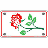 Rose Design White Metal Novelty License Plate 4" x 2.2" (MLP)