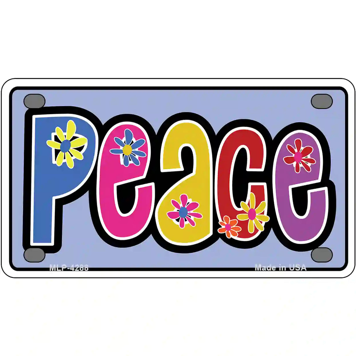 Peace And Flowers Metal Novelty License Plate 4" x 2.2" (MLP)