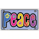 Peace And Flowers Metal Novelty License Plate 4" x 2.2" (MLP)