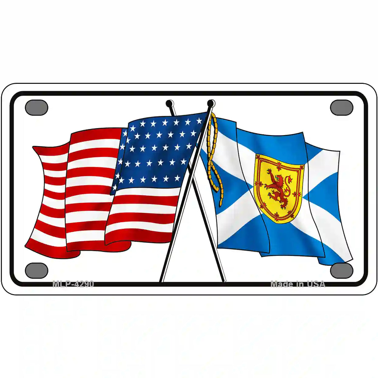 United States Scotland Crossed Flags Metal Novelty License Plate Sign 4" x 2.2" (MLP)