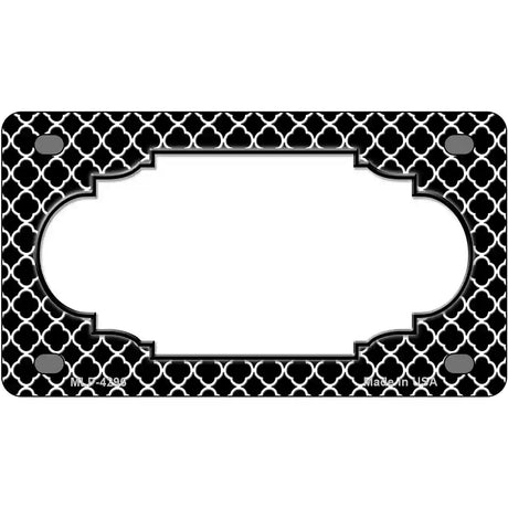 Black White Quatrefoil Center Scallop Metal Novelty License Plate 4" x 2.2" (MLP)