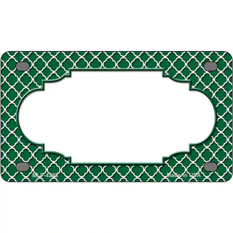 Green White Quatrefoil Center Scallop Metal Novelty License Plate 4" x 2.2" (MLP)