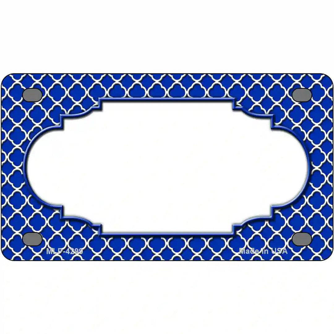 Blue White Quatrefoil Center Scallop Metal Novelty License Plate 4" x 2.2" (MLP)