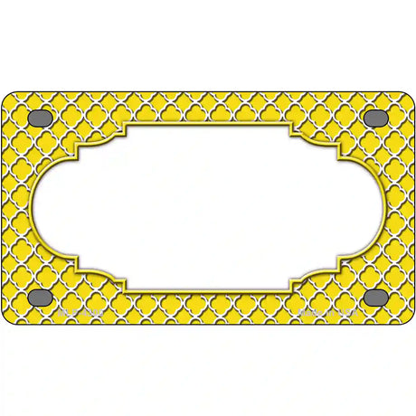 Yellow White Quatrefoil Center Scallop Metal Novelty License Plate 4" x 2.2" (MLP)