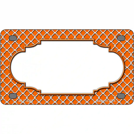 Orange White Quatrefoil Center Scallop Metal Novelty License Plate 4" x 2.2" (MLP)