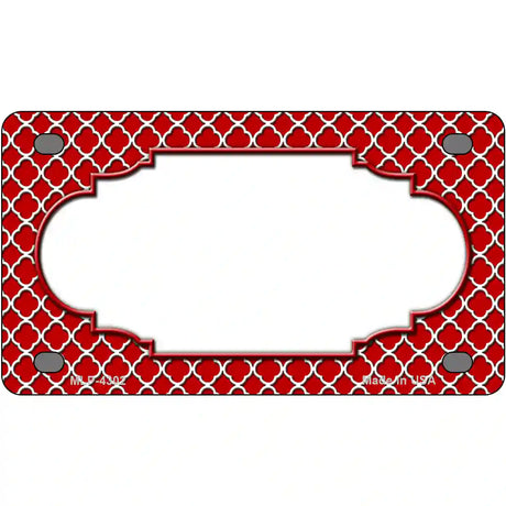 Red White Quatrefoil Center Scallop Metal Novelty License Plate 4" x 2.2" (MLP)