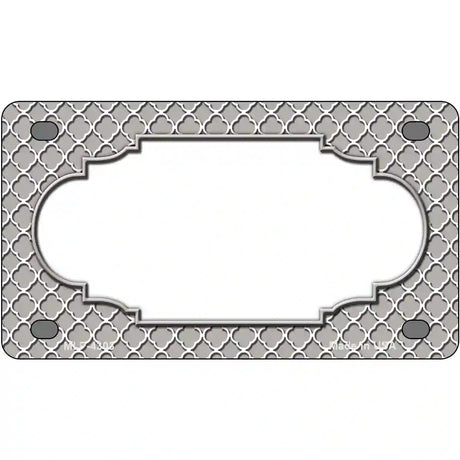 Grey White Quatrefoil Center Scallop Metal Novelty License Plate 4" x 2.2" (MLP)