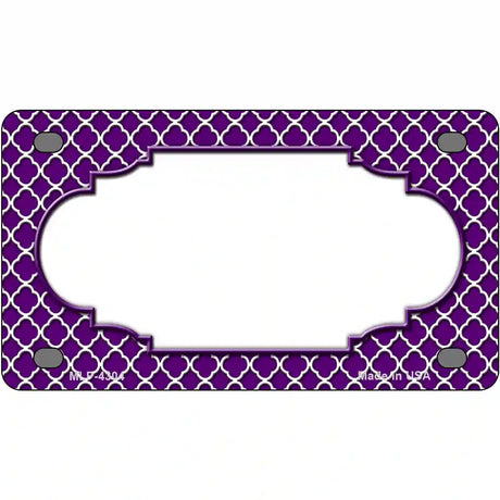 Purple White Quatrefoil Center Scallop Metal Novelty License Plate 4" x 2.2" (MLP)