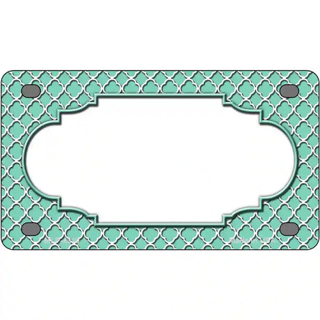 Mint White Quatrefoil Center Scallop Metal Novelty License Plate 4" x 2.2" (MLP)