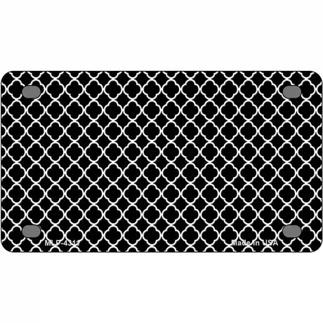 Black White Quatrefoil Metal Novelty License Plate 4" x 2.2" (MLP)