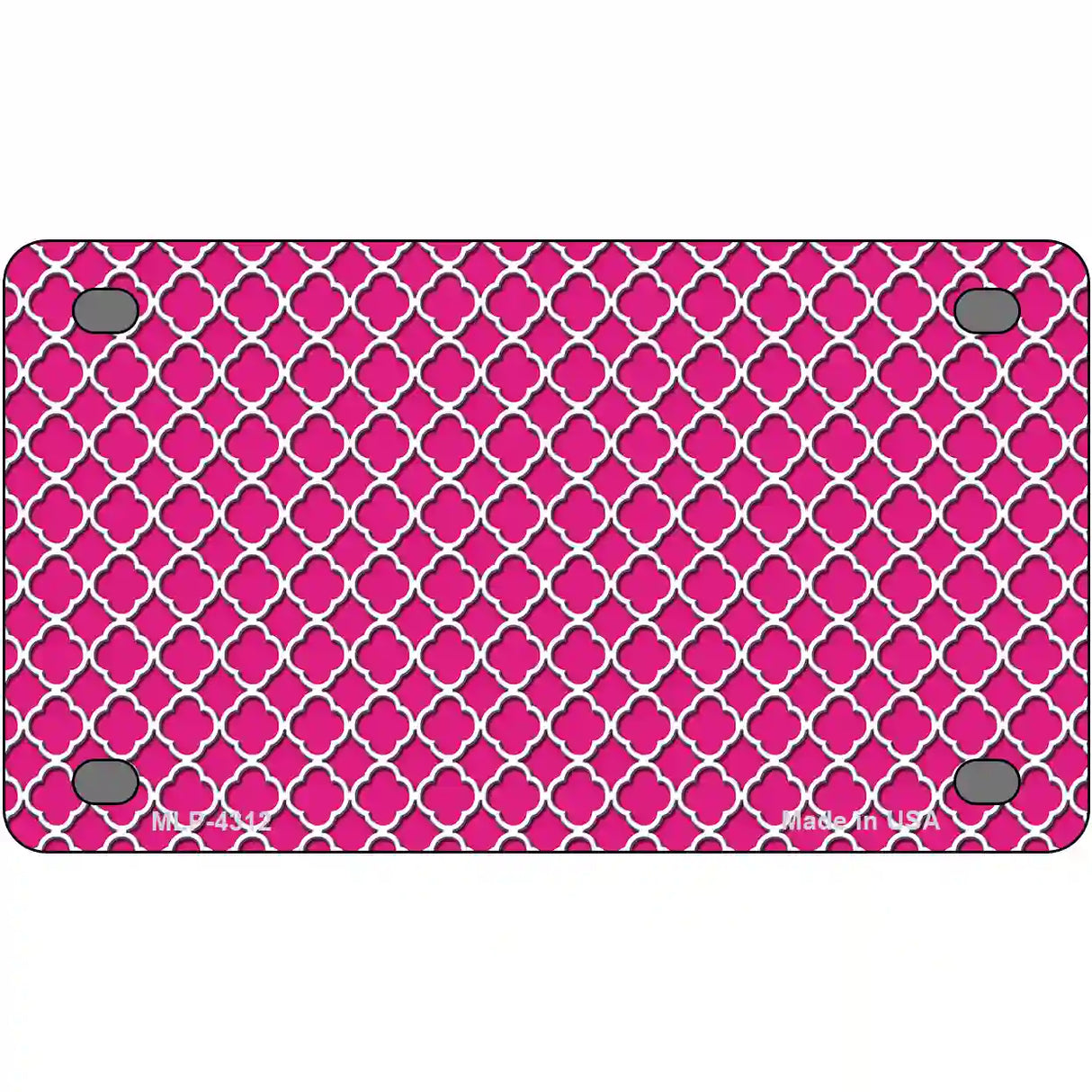 Pink White Quatrefoil Metal Novelty License Plate 4" x 2.2" (MLP)