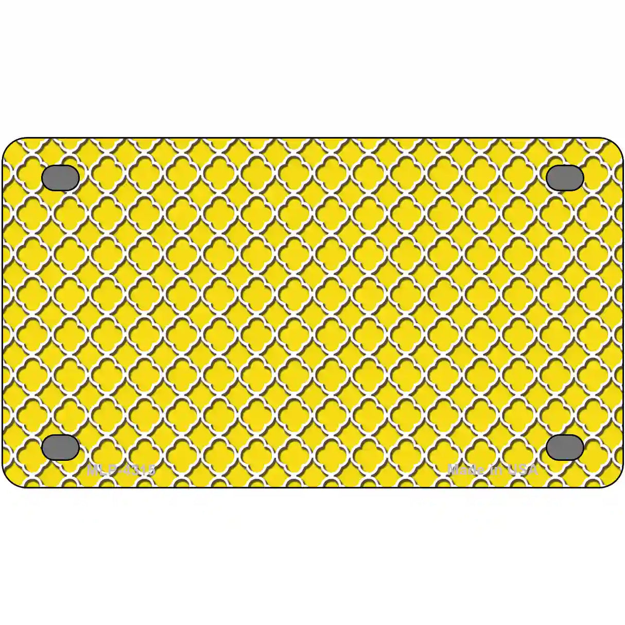 Yellow White Quatrefoil Metal Novelty License Plate 4" x 2.2" (MLP)