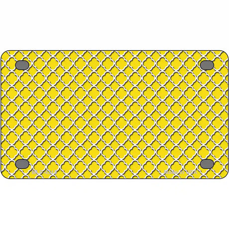 Yellow White Quatrefoil Metal Novelty License Plate 4" x 2.2" (MLP)