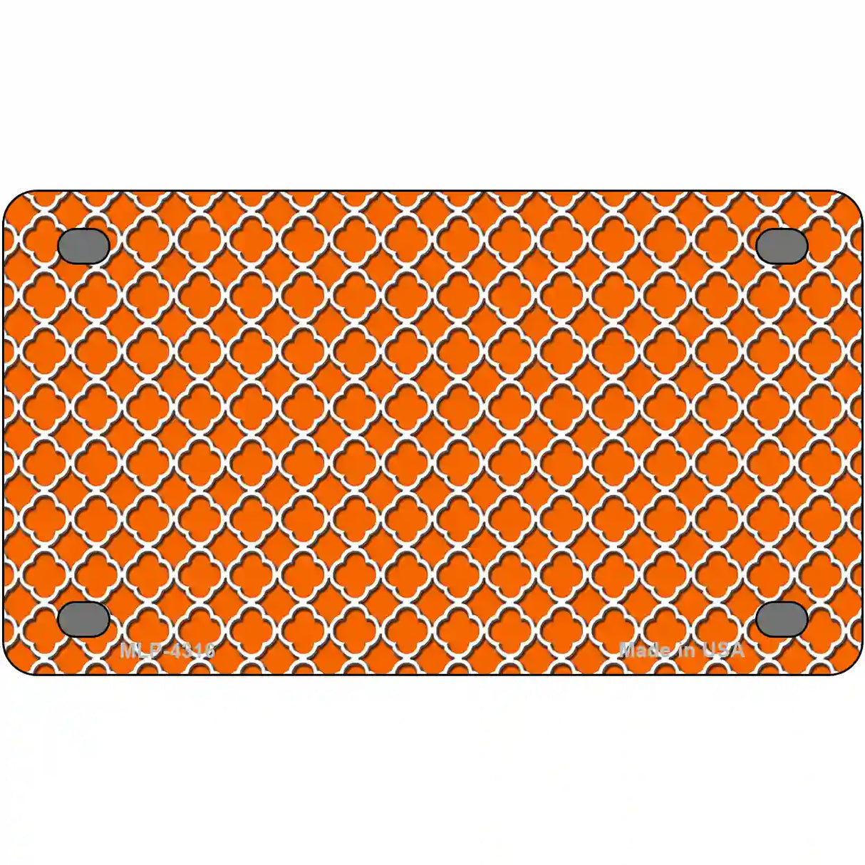 Orange White Quatrefoil Metal Novelty License Plate 4" x 2.2" (MLP)