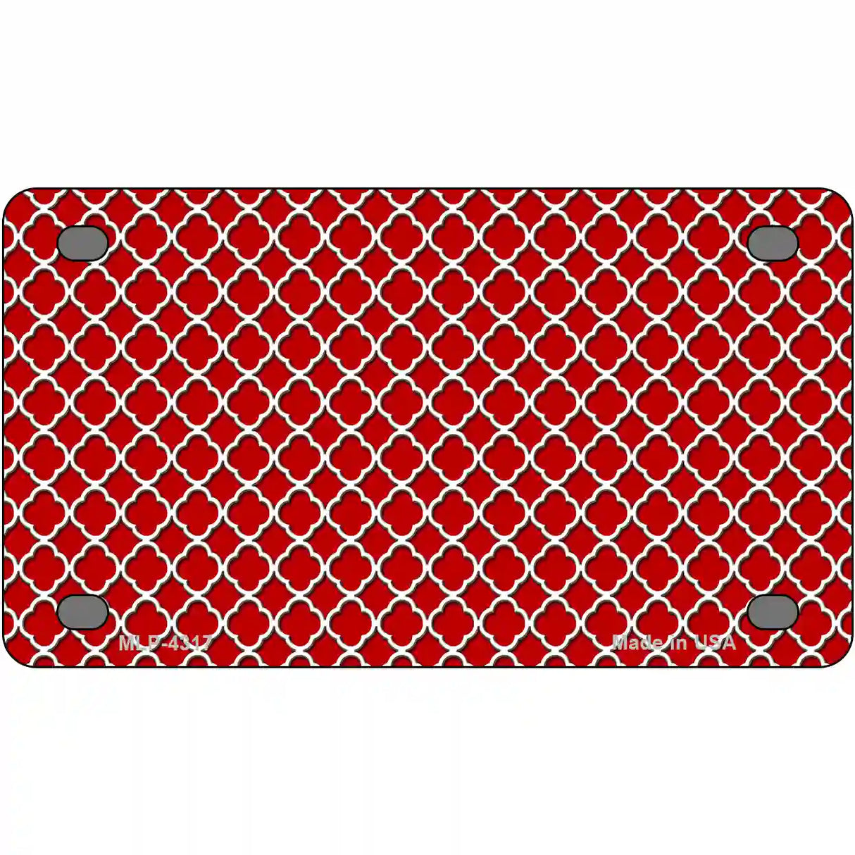 Red White Quatrefoil Metal Novelty License Plate 4" x 2.2" (MLP)