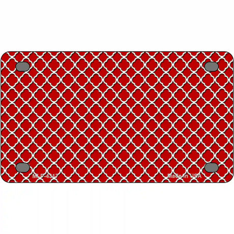 Red White Quatrefoil Metal Novelty License Plate 4" x 2.2" (MLP)