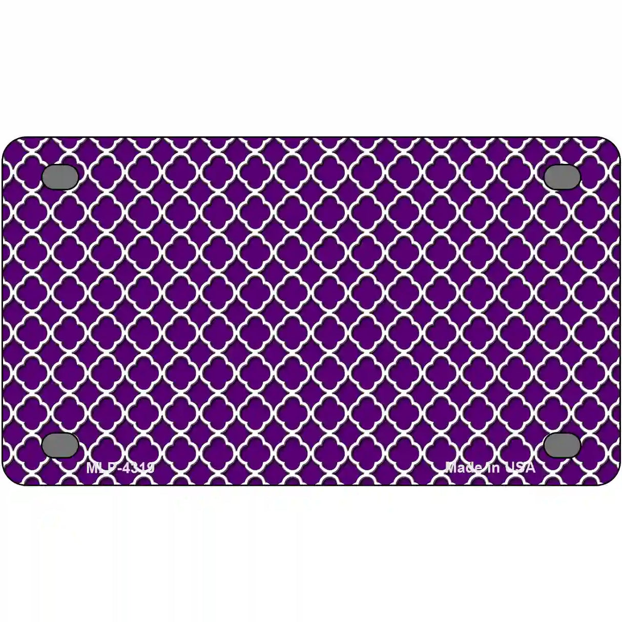 Purple White Quatrefoil Metal Novelty License Plate 4" x 2.2" (MLP)